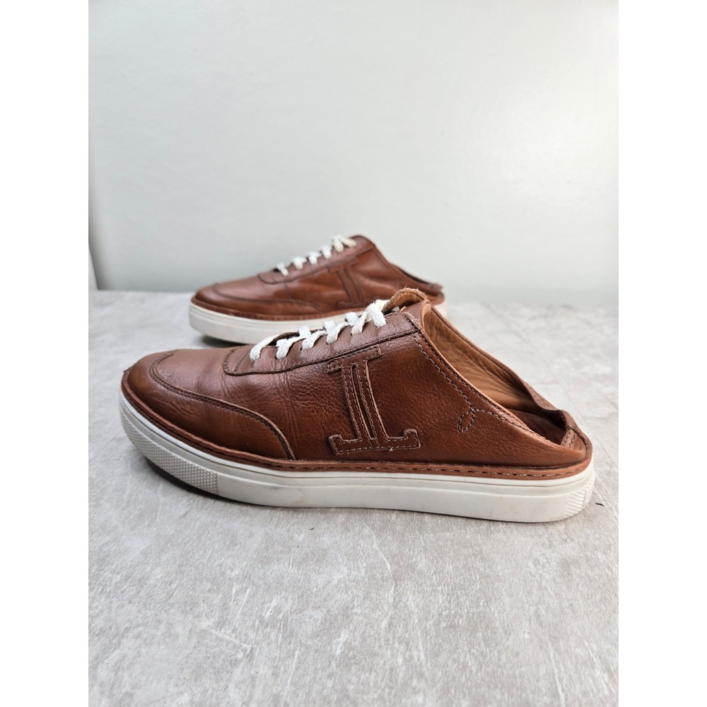 Lucchese Saddle Mule Sneakers Sz 9 Brown Leather Western Casual Lace Up Slip On